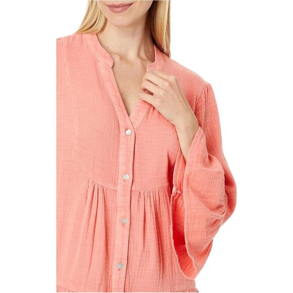 New Faherty Womens Dream Cotton Gauze Kasey Dress Casual Dress in Coral Size M - Picture 4 of 14